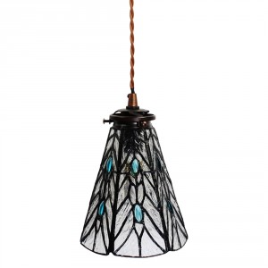 Závěsná Tiffany lampa modré kamínky BlueEye - Ø 15*115 cm E14/max 1*25W