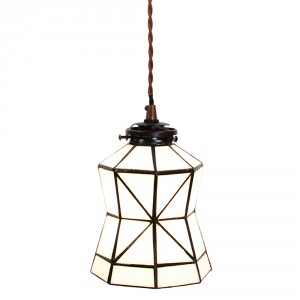 Bílá závěsná tiffany lampa Joanne - Ø 15*115 cm E14/max 1*25W
