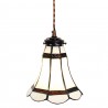 Stropní Tiffany lampa hnědé pruhy BrownLine - Ø 15*115 cm E14/max 1*25W Barva: bílá, hnědáMateriál: Kov/opálové skloHmotnost: 0,8 kg