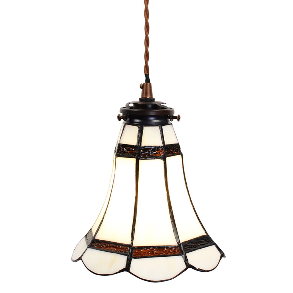 Stropní Tiffany lampa hnědé pruhy BrownLine - Ø 15*115 cm E14/max 1*25W Clayre & Eef