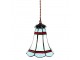 Modrá závěsná Tiffany lampa červené pruhy RedLine - Ø 15*115 cm E14/max 1*25W