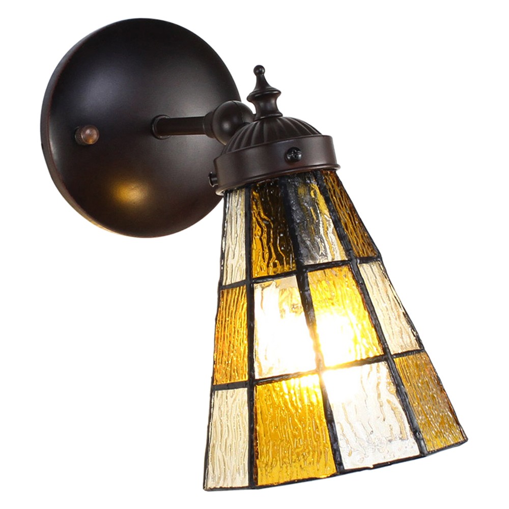 Závěsná Tiffany lampa se žlutými obdélníky Chessboa - 17*12*23 cm E14/max 1*40W