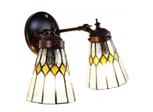 Nástěnná Tiffany lampa 2 stínidla žluté detaily Yello - 30*23*23 cm E14/max 2*25W