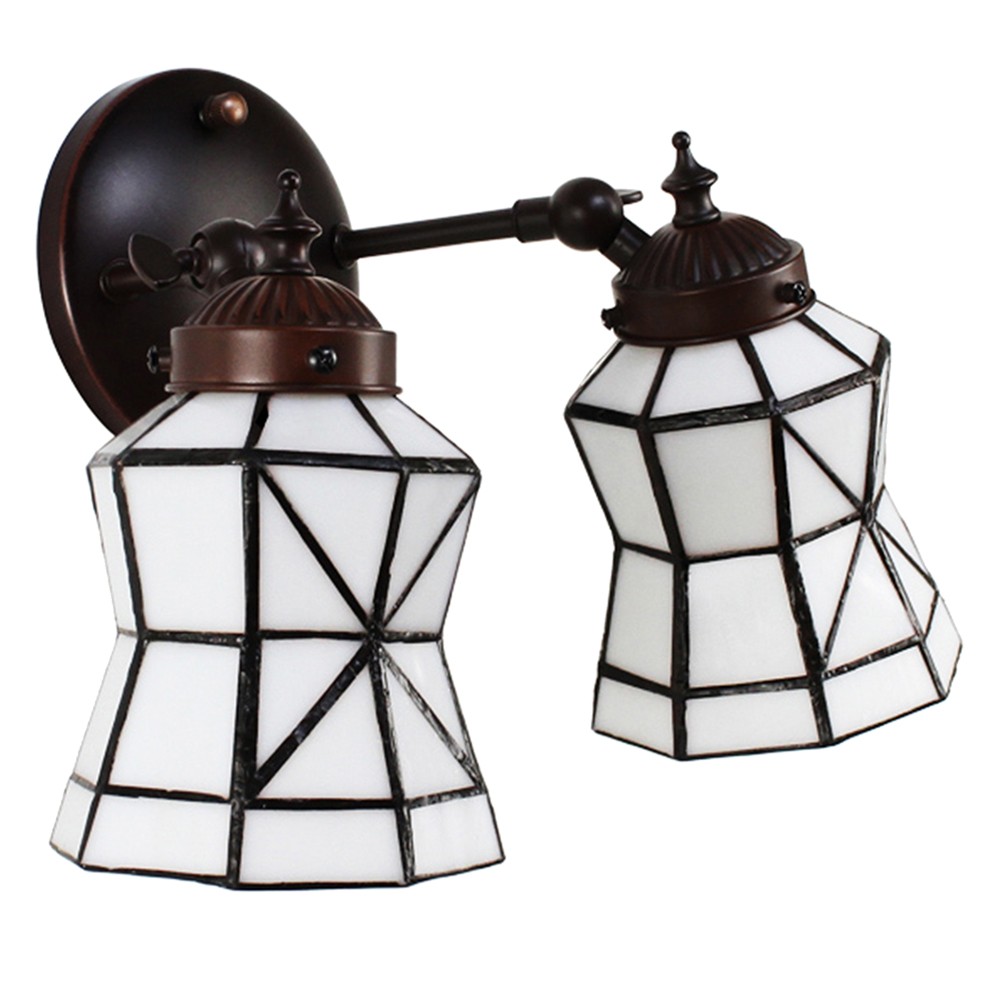 Nástěnná lampa Tiffany s bílými stínidly Joanne - 30*23*23 cm E14/max 2*25W