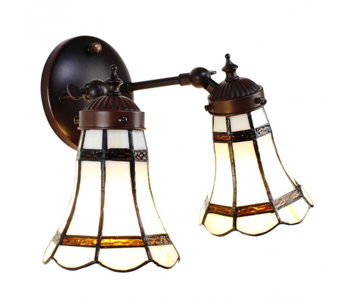 Nástěnná lampa Tiffany s bílými stínidly Ponnie - 30*23*23 cm E14/max 2*25W