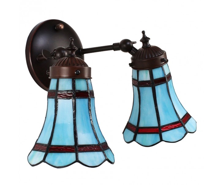 Nástěnná Tiffany lampa 2 stínidla červené pruhy RedLine - 30*23*23 cm E14/max 2*25W
