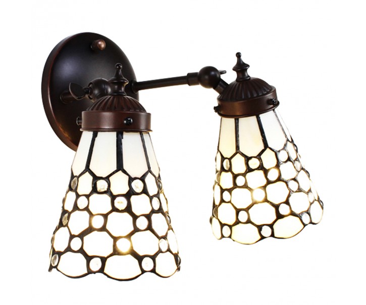 Nástěnná lampa Tiffany s bílými stínidly Panne - 30*23*23 cm E14/max 2*25W