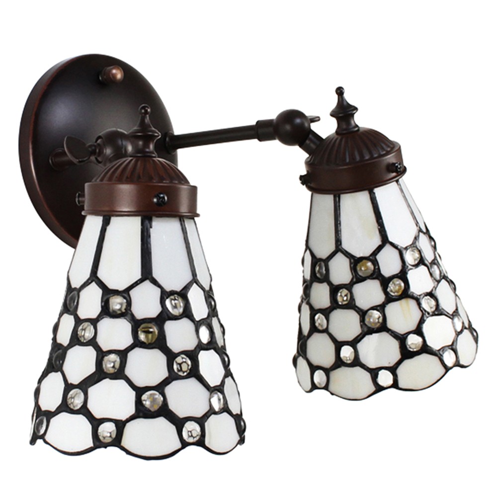 Nástěnná lampa Tiffany s bílými stínidly Panne - 30*23*23 cm E14/max 2*25W