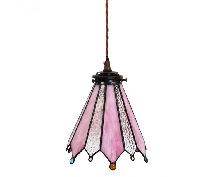 Závěsná lampa Tiffany Flowerbell pink - 18*15*115 cm E14/max 1*25W