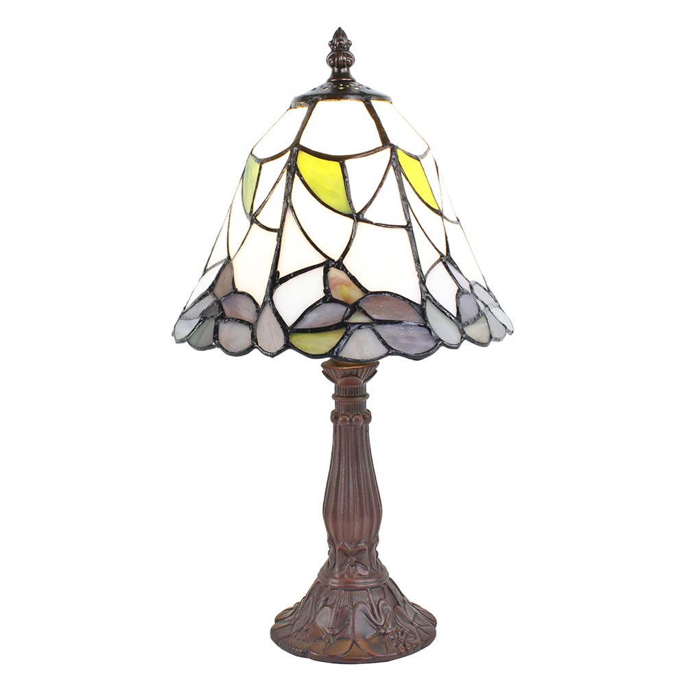 Stolní lampa Tiffany se zdobenou nohou Pinia - Ø 20*34 cm E14/max 1*25W Clayre & Eef