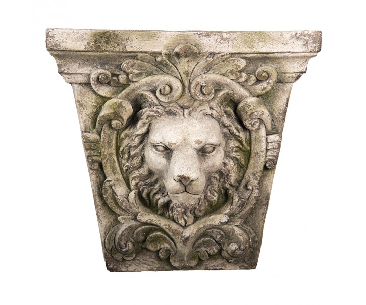 Šedá antik nástěnná dekorace s hlavou lva Lion Grey - 59*18*56 cm