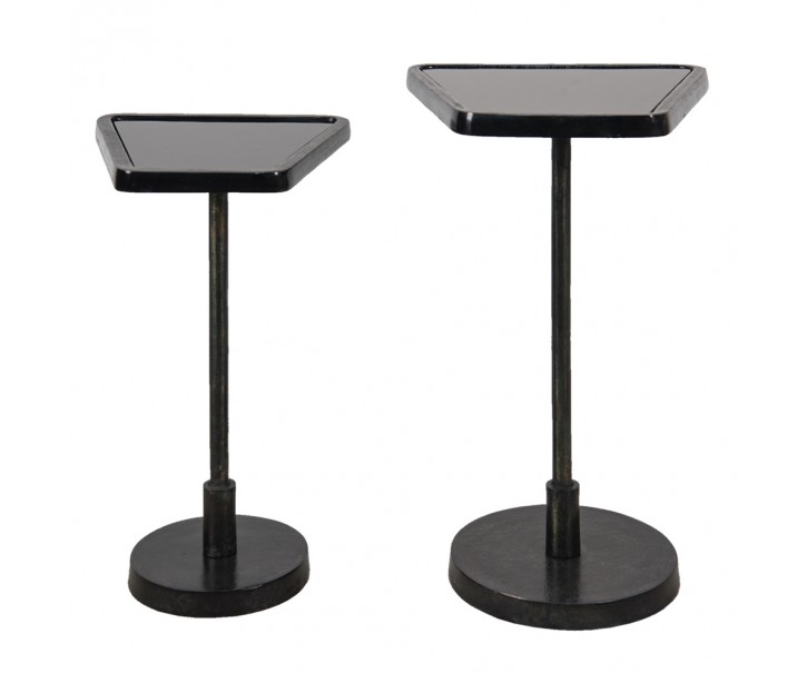 2ks černý antik kovový odkládací stolek Bione - 36*36*56 cm