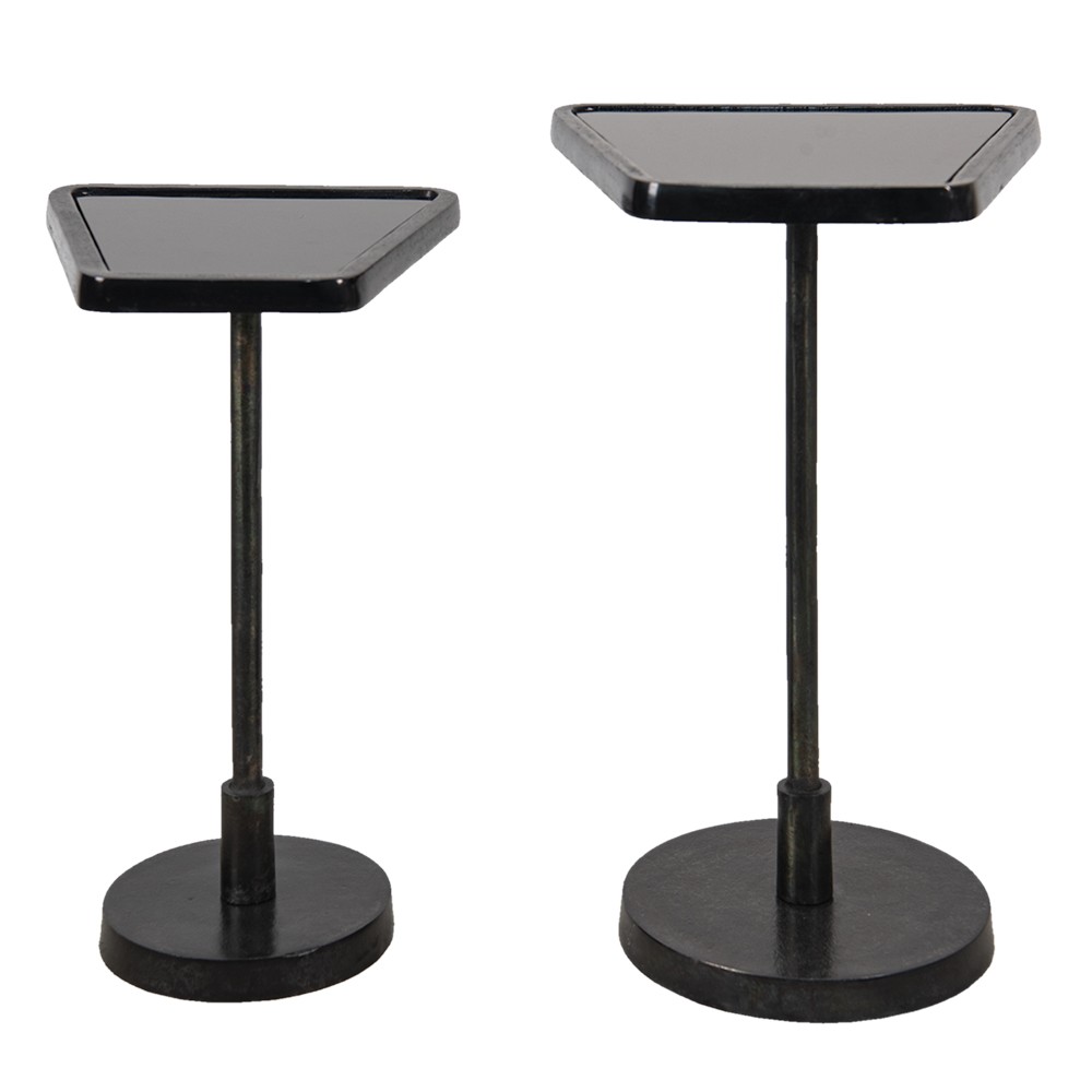 2ks černý antik kovový odkládací stolek Bione - 36*36*56 cm Clayre & Eef