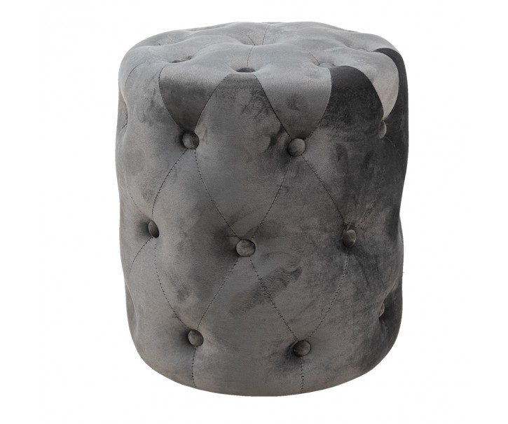 Šedý sametový sedák s knoflíky Ottom - Ø 40*45 cm