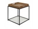 Kovový odkládací stolek s dřevěnou deskou Pifon - 44*44*45 cm