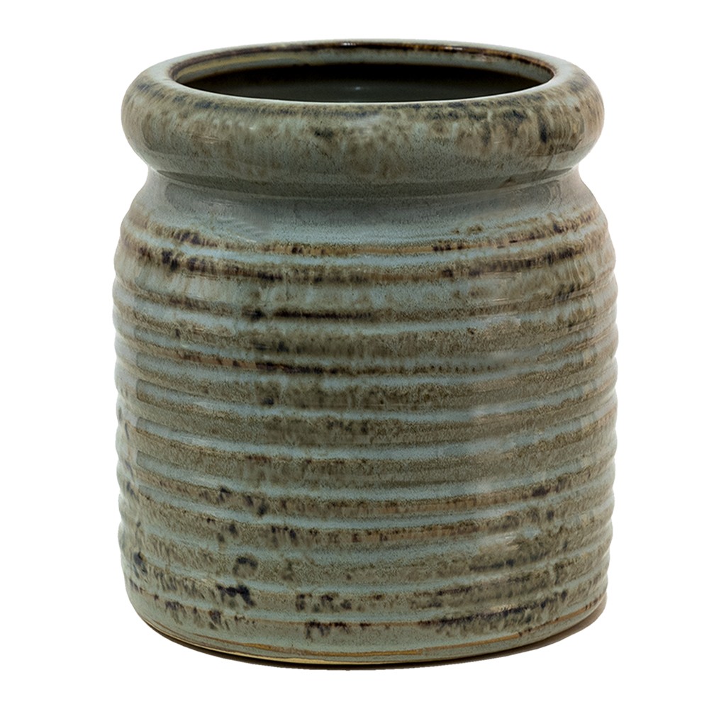 Šedý antik keramický obal na květináč - Ø 16*16 cm Clayre & Eef
