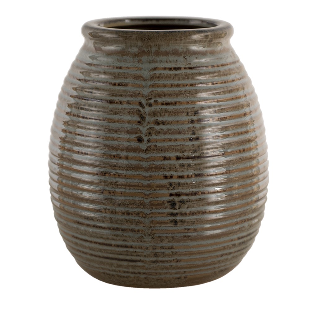 Levně Hnědý antik keramický květináč Bao - Ø 21*24 cm 6CE1371