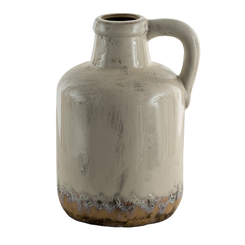Béžová antik dekorační váza ve tvaru džbánu - Ø 14*23 cm Clayre & Eef