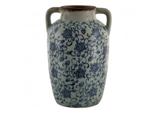 Dekorativní váza s modrými květy a uchy Tapp - 19*18*29 cm