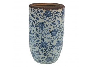Dekorativní keramická váza s modrými květy Tapp - Ø 16*25 cm