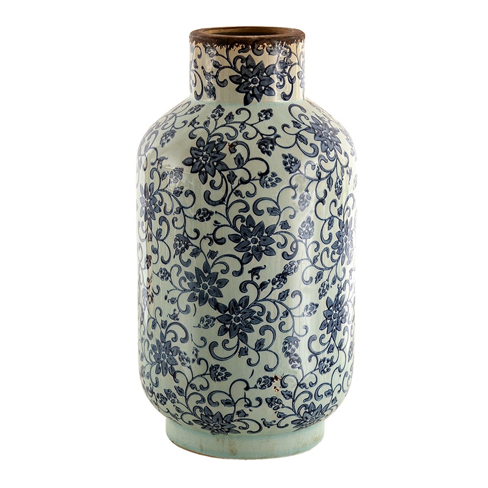 Dekorativní keramická váza s modrými květy Tapp - Ø 17*31 cm Clayre & Eef