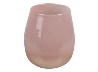 Růžový skleněný svícen na čajovou svíčku - Ø11*12 cm