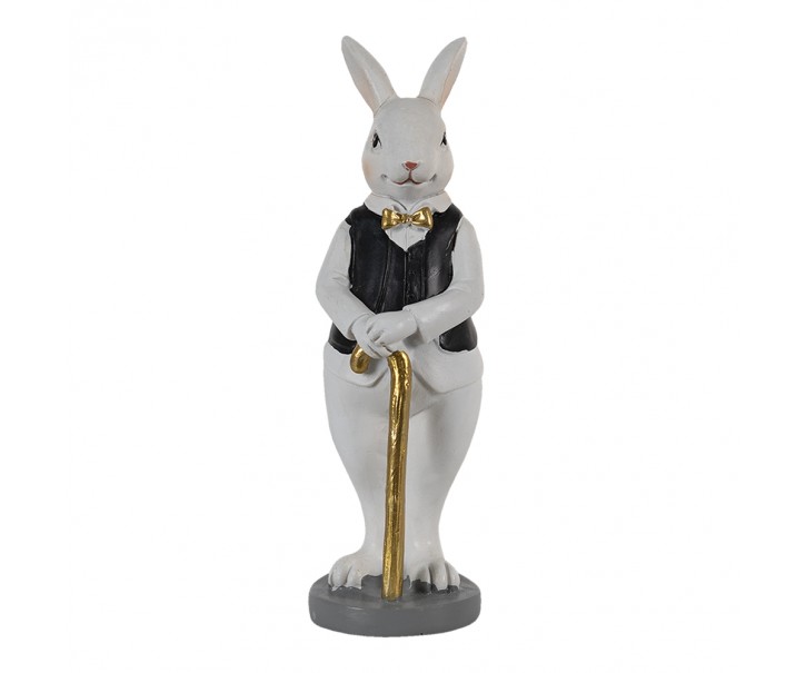 Dekorace Socha Králík Černá, Bílá 5*5*15 cm - 5*5*15 cm Clayre & Eef