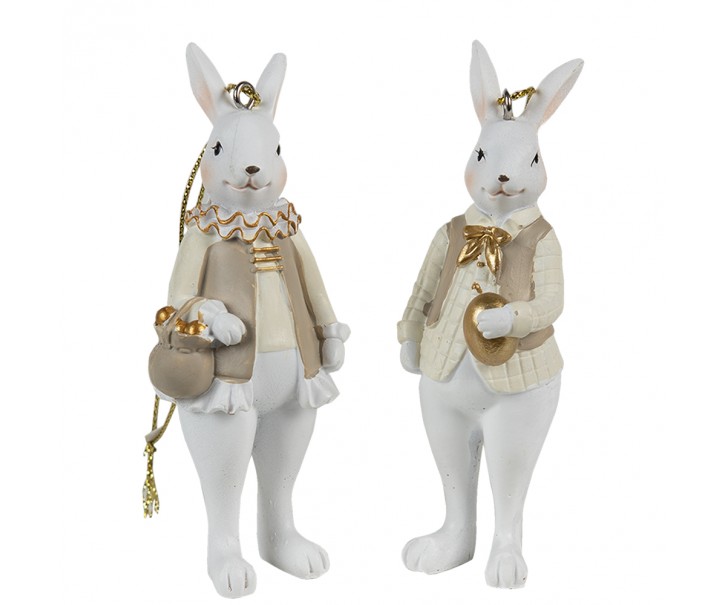 Set 2ks závěsná dekorace králík v obleku se zlatými vajíčky - 4*4*10 / 4*4*10 cm