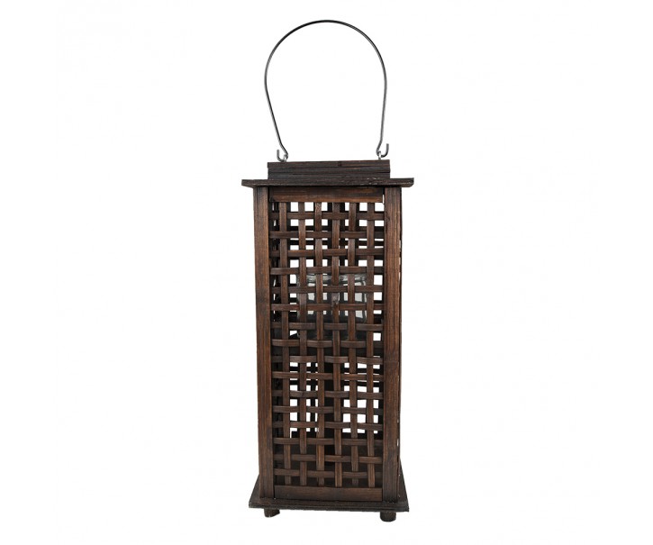 Svícen na čajovou svíčku Hnědý 19*19*43 cm - 19*19*43 cm Clayre & Eef
