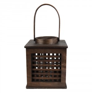 Hnědá dřevěná závěsná lucerna Bamboo - 17*17*20 cm