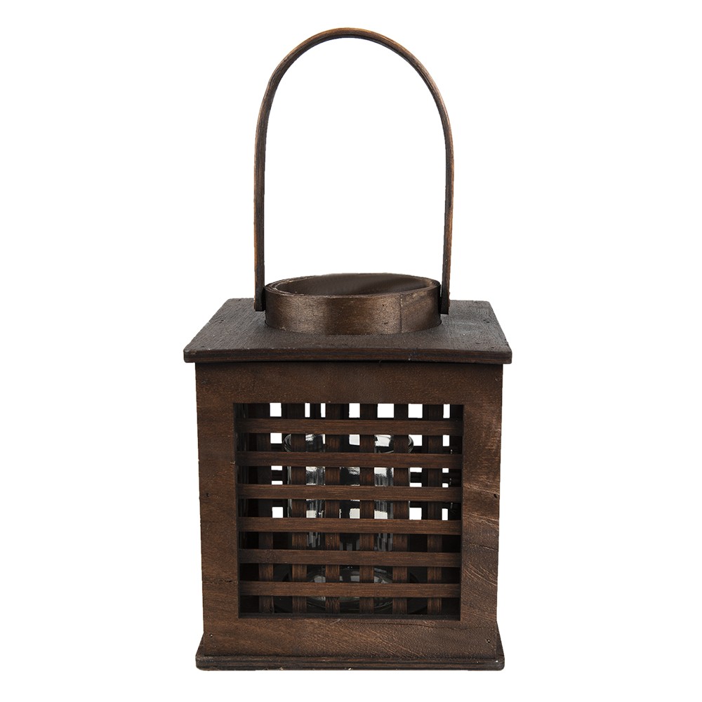 Hnědá dřevěná závěsná lucerna Bamboo - 17*17*20 cm