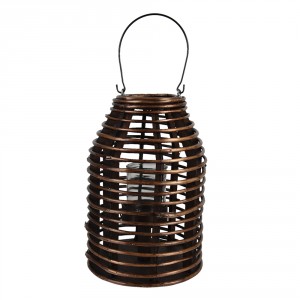 Hnědá dřevěná závěsná lucerna Bamboo - Ø 22*32 cm