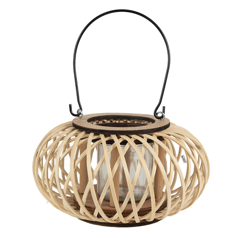 Přírodní dřevěná lucerna Bamboo - Ø 23*12 cm