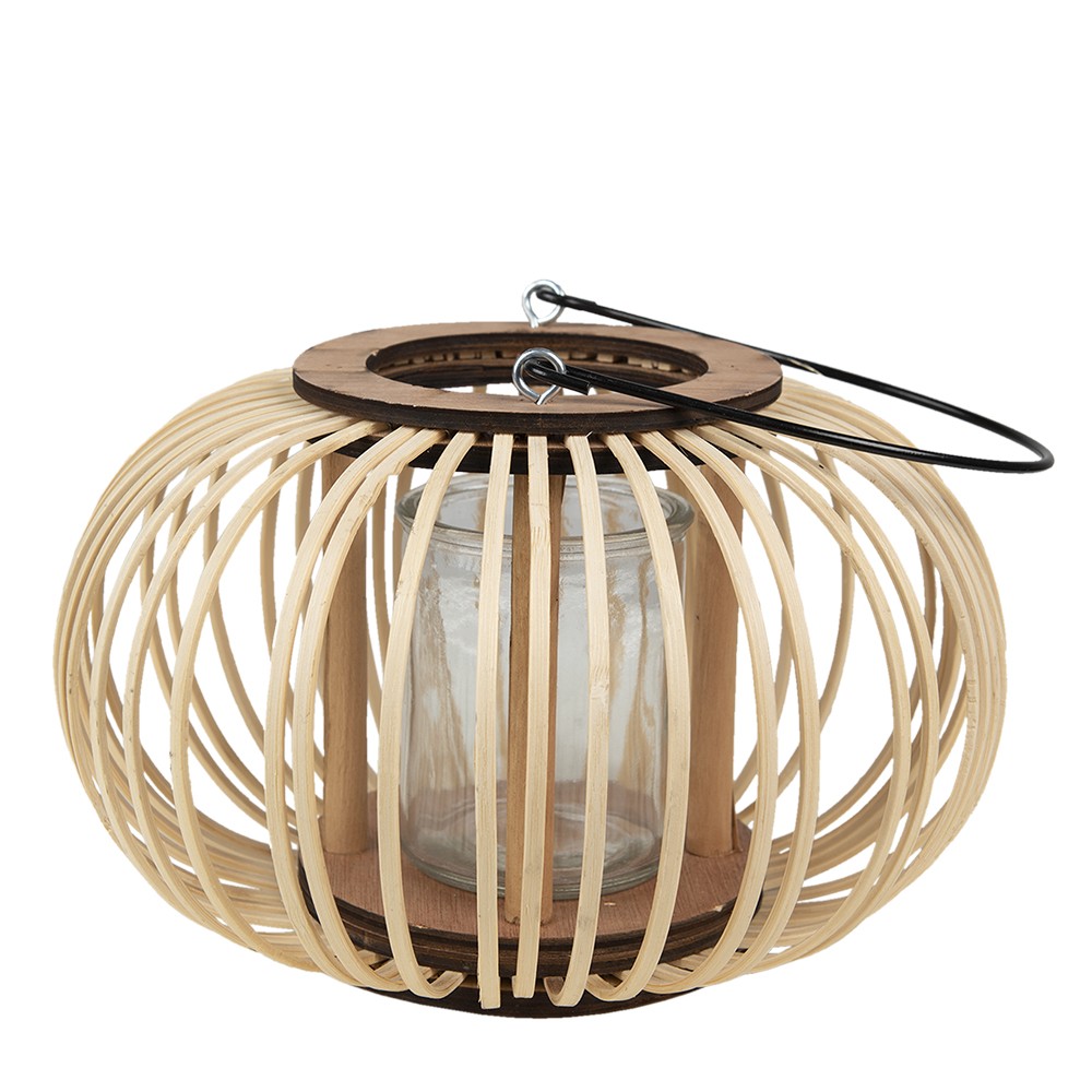 Přírodní dřevěná lucerna Bamboo - Ø25*15 cm