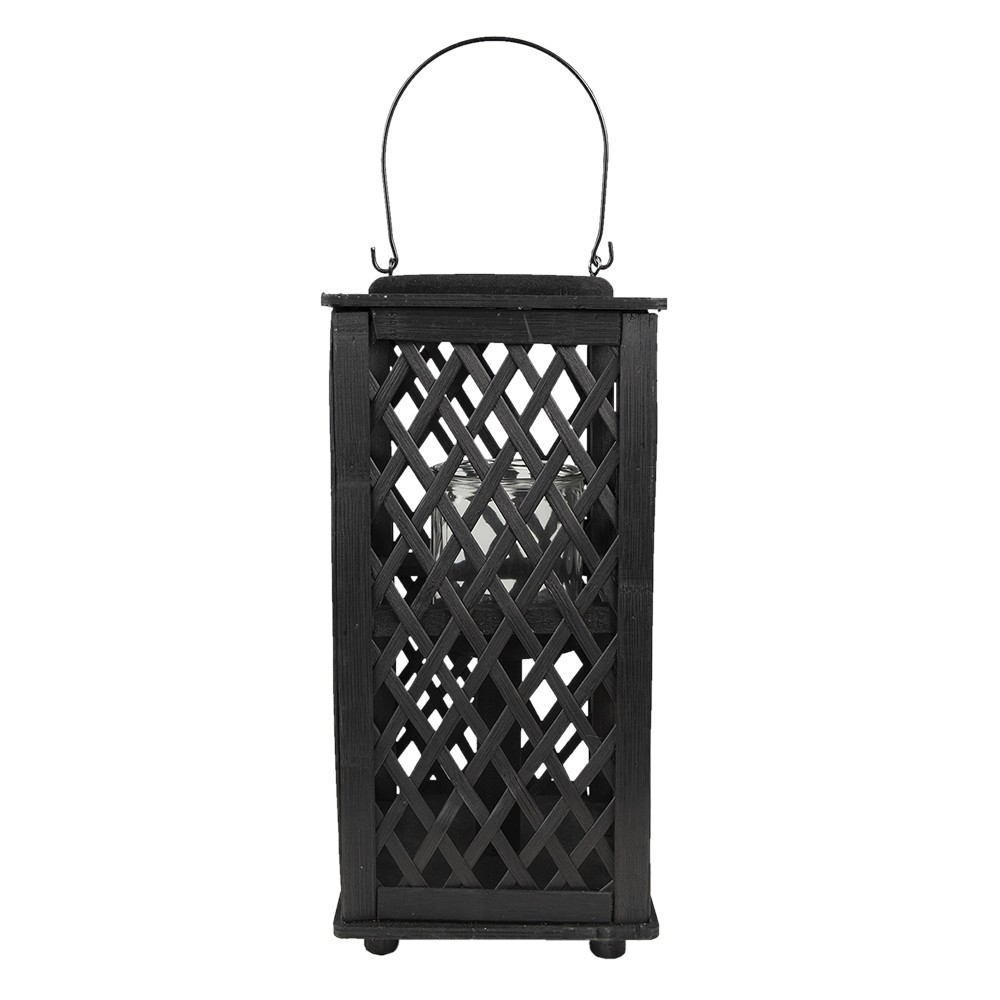 Černá dřevěná závěsná lucerna Bamboo - 19*19*40 cm