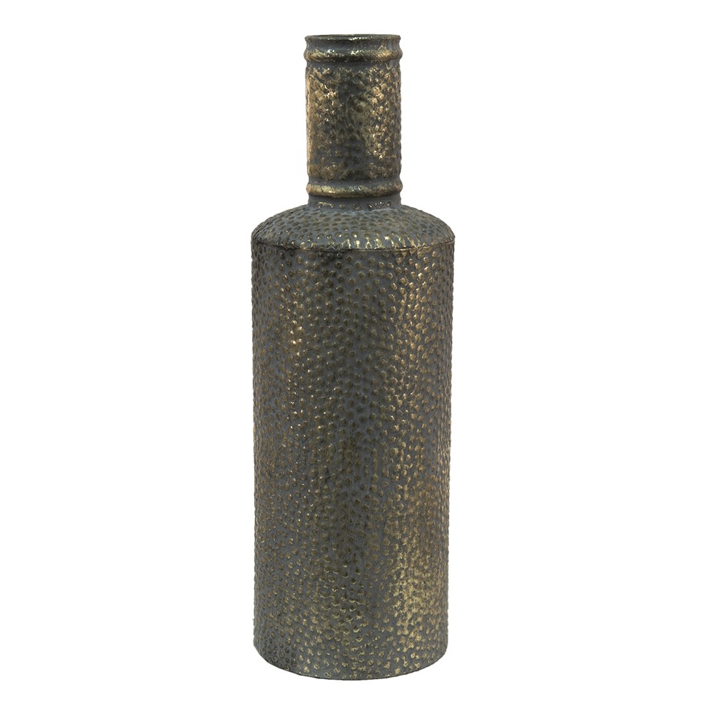 Šedo-měděná antik dekorační plechová váza - Ø 17*53 cm Clayre & Eef