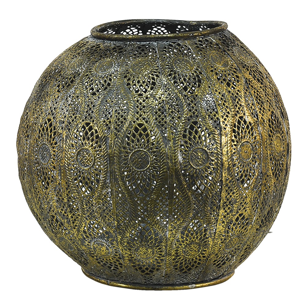 Zlatý antik kovový svícen s ornamenty - Ø 23*21 cm Clayre & Eef