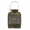 Zlatá antik kovová lucerna s ornamenty - 23*23*32 cm