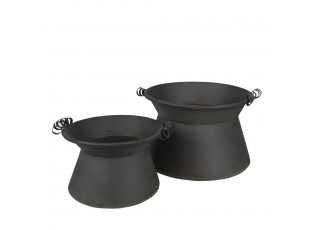 Květináče (sada 2 ks) Šedá 28*20 cm / 22*16 cm - Ř 28*20 cm / Ř 22*16 cm