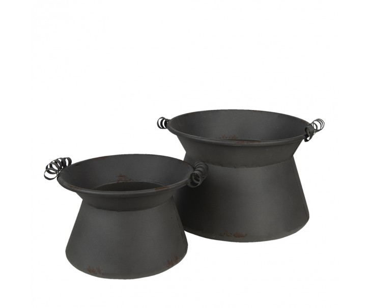 Květináče (sada 2 ks) Šedá 28*20 cm / 22*16 cm - Ř 28*20 cm / Ř 22*16 cm Clayre & Eef