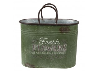 2ks zelený plechový květináč ve tvaru tašky Fresh Flowers - 36*18*25 / 30*15*23 cm