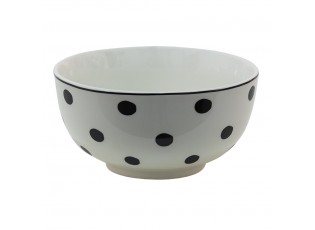 Porcelánová miska s černými puntíky Black Dot - Ø14*7 cm