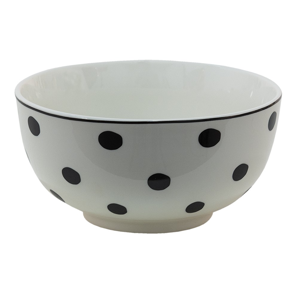 Porcelánová miska s černými puntíky Black Dot - Ø14*7 cm Clayre & Eef