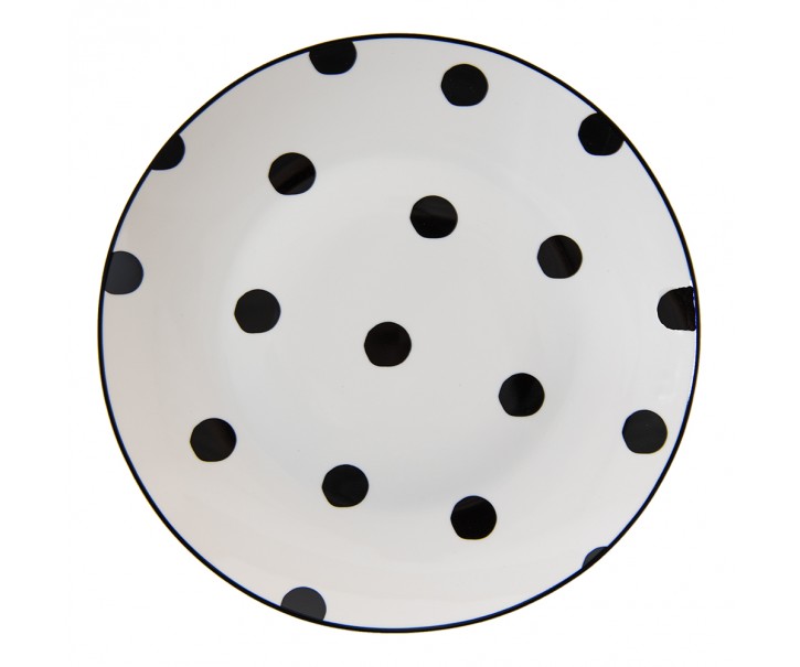 Porcelánový dezertní talířek s černými puntíky Black Dot - Ø20*2 cm