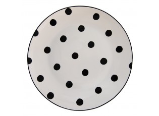 Porcelánový jídelní talíř s černými puntíky Black Dot - Ø 26*2 cm