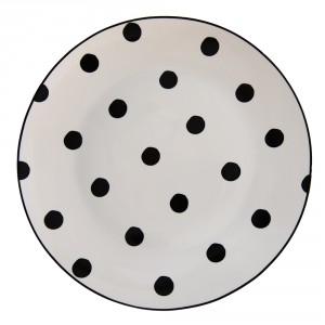 Porcelánový jídelní talíř s černými puntíky Black Dot - Ø 26*2 cm