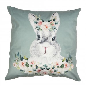 Zelený povlak na polštář s králíčkem - 45*45 cm