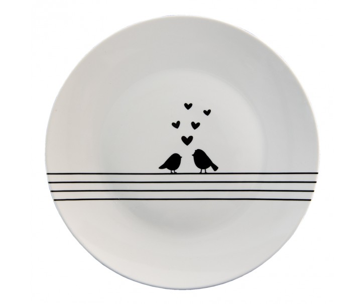 Porcelánový dezertní talířek s ptáčky Love Birds - Ø20*2 cm