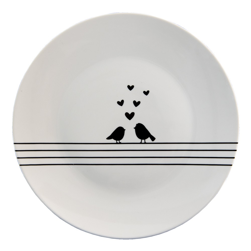 Porcelánový dezertní talířek s ptáčky Love Birds - Ø20*2 cm LBSDP