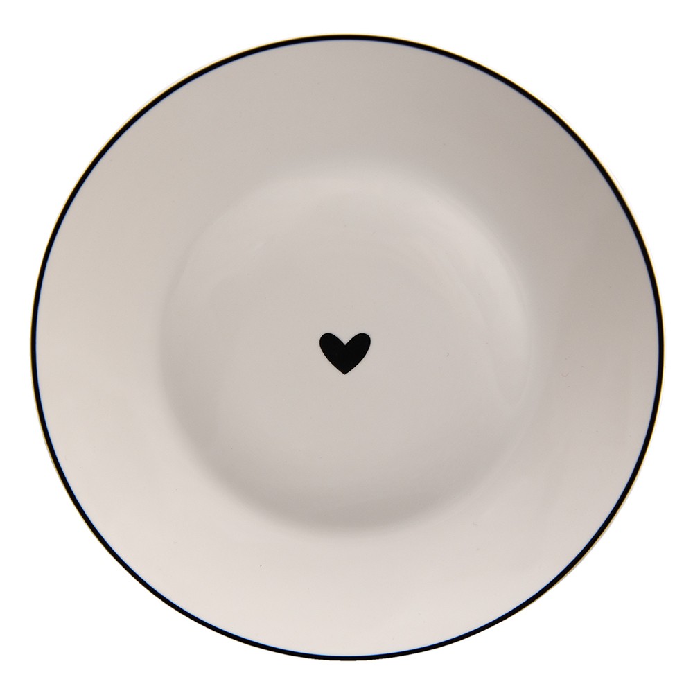 Porcelánový dezertní talířek se srdíčkem Love Birds - Ø 20*2 cm Clayre & Eef